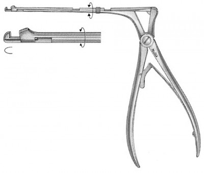 Miltex 20-558 Mckenty Sphenoid Punch Forceps, Reversible, Small 1.5Mm X 4Mm Thru-Cutting Jaws, Angled 85°, Shaft 14.5Cm, 7