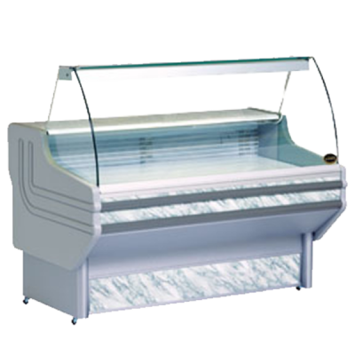 Ginny's 250 8ft Slim-Line Deli Curved Glass Display With Refrigerated Under Storage