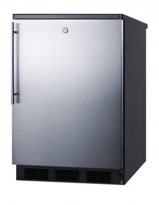 Summit Appliance Commercial Ff7 Under-Counter 5.5 Cu. Ft. Black All-Refrigerator W/ Stainless Steel Frame And 16