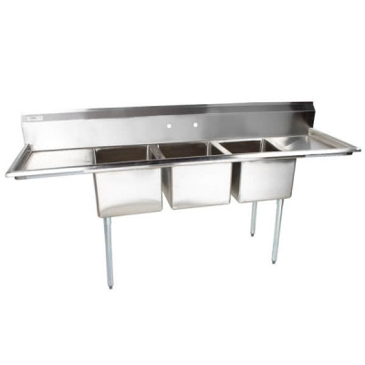 3 Bay Restaurant Sink with Drainboards & Faucet from Regency
