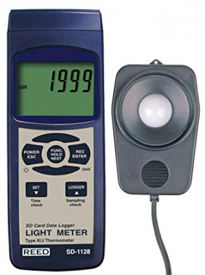 REED SD-1128 SD Series Light Meter, Datalogger, 100,000 Lux / 10,000 Foot Candles (Fc), w/ Temperature