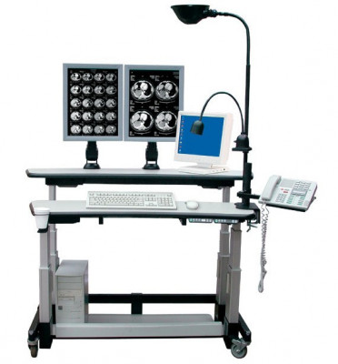 AFC Industries DT6034 Height Adjustable Dual-tier Cart W/ 2 Monitor Arms