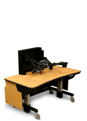 AFC Industries ET6640 Deluxe Ergonomic Single-Tier Power Height & Tilt Adjustable Cart W/ 3 Adjustable Monitor Arms