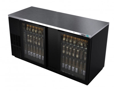 Asber USA 69 Black-Finish Glass Door Back Bar cooler - 1014 Cans ABBC-68G