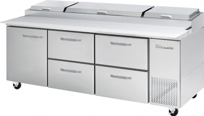 Blue Air BAPP93-D4RM-HC All Stainless Pizza Prep Table with 4 Drawers and 1 Solid Door to the Left