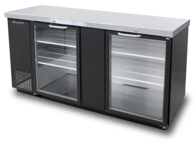 Blue Air BBB69-3SG-HC 2 Glass Doors Back Bar Cooler, S/Steel Exterior, W69in.