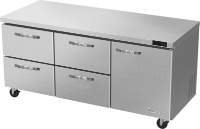 Blue Air BLUR72-D4LM-HC 72in. Undercounter Refrigerator with 4 Drawers and 1 Solid Door on the Right