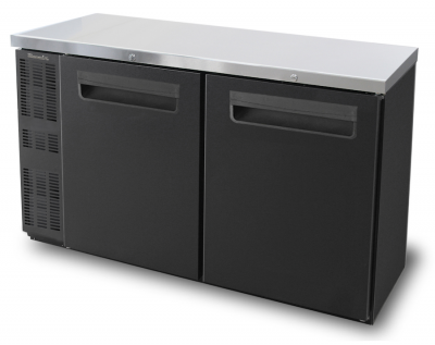 Blue Air BNB-60BT-HC 2 Doors Narrow Back Bar Cooler,  Black Finish Exterior, W60in.