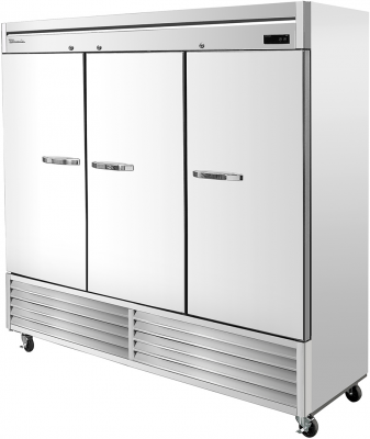 Blue Air BSR72-HC 3 Solid Doors Stainless Refrigerator, Bottom Mounted