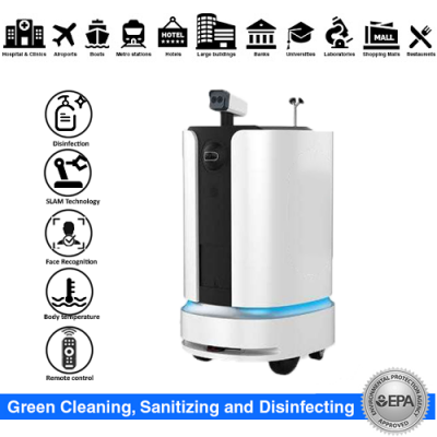 Disinfection Robot & Temperature checker with AI facial Mask detection . SIFROBOT-6.4