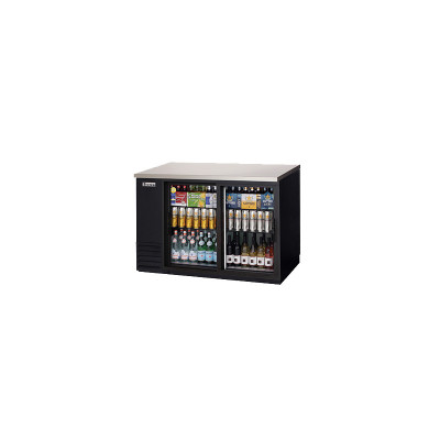 Everest EBB48G-SD 2 Deep Glass Sliding Door Back Bar Cooler, 48in - Black Exterior