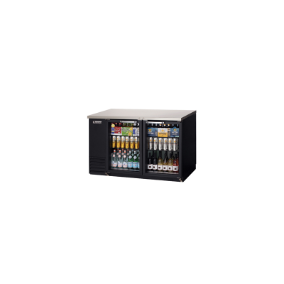 Everest EBB59G-SD 2 Deep Glass Sliding Door Back Bar Cooler, 59in - Black Exterior
