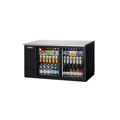 Everest EBB69G 2 Glass Door Back Bar Cooler, 69in. - Black Exterior