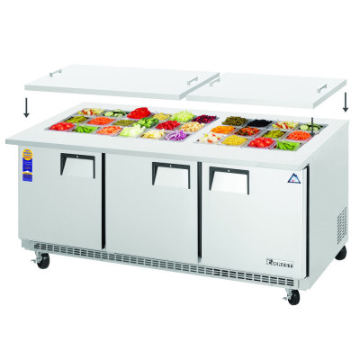 Everest EOTP3 2 Door Open Top Prep Table, 71 1/2in (Mega Top)