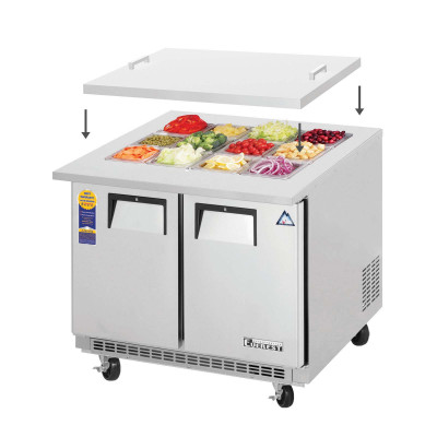 Everest EOTPS2 2 Door Open Top Prep Table, 35 1/2in. (Mega Top)