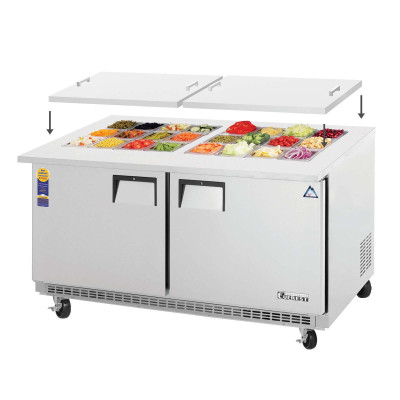 Everest EOTPW2 2 Door Open Top Prep Table, 59 1/2in. (Mega Top)