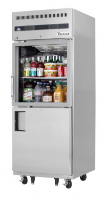 Everest ESGH2 1 Section - 2 Half Door Refrigerator,Top Glass & Bottom Solid, 29 1/4in.