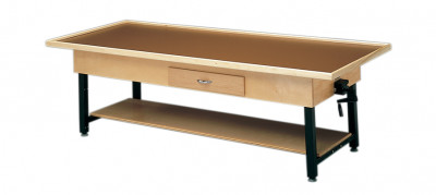 FEI 15-1210 Manual Hi-Lo Raised-Rim Treatment Table W/Shelf And Drawer, 30