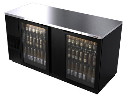 Fagor 69 Black w/glass door Back Bar Cooler- 1014 Cans, FBB-69G