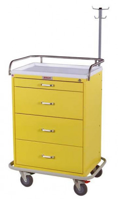 HARLOFF LATEX-FREE 4-DRAWER ISOLATION/INFECTION CART W/ KEY LOCK