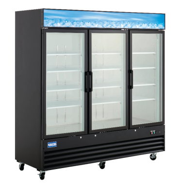 Kratos 67K-212 Merchandising Refrigerator with Three Swing Doors, 78-3/8