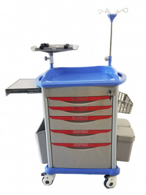 MS3C-500CR, Lite Emergency Crash Cart with Accessory Package and IV Pole