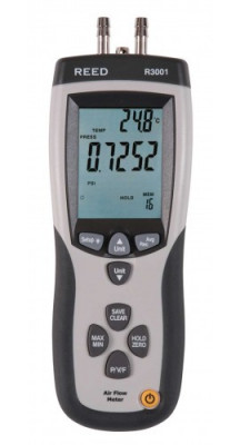 REED R3001 Pitot Tube Anemometer and Differential Manometer, with Air Volume (CFM/CMM)