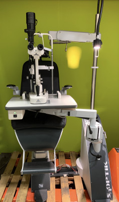 Veatch E500 5 Mag Model Slit Lamp + S4OPTIK 1800-CB Combo Chair & Stand