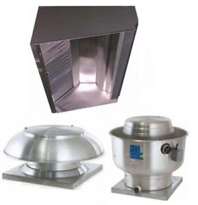 Superior Hoods 14 Ft Restaurant Grease Hood System w Make Up Air , Exhaust Fan & Curbs