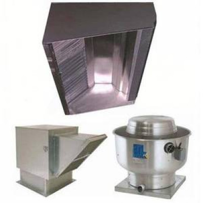 Superior Hoods 8Ft Restaurant Grease Hood System w Make Up Air , Exhaust Fan & Curbs