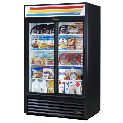True Compact 2 Door (slider) Merchandiser (black) - Up Front
