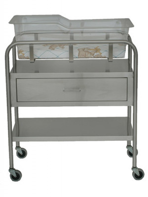 UMF MEDICAL SS8525 STAINLESS STEEL BASSINET W/ BASKET & MATTRESS