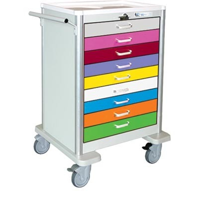 Waterloo UTGLA-9PEDS Tall, 9 Drawer, Lightweight Aluminum Pediatric Cart