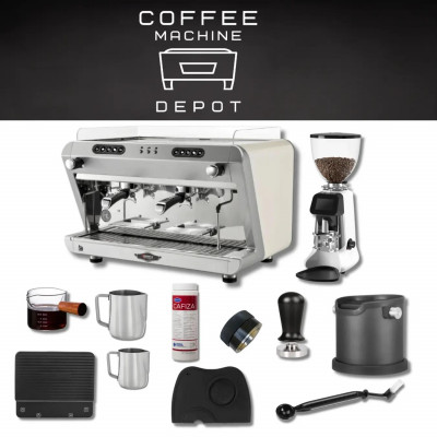 Wega IO 2 Group Commercial Espresso Machine with Hey Cafe Buddy Grinder Bundle