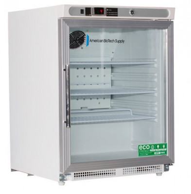 ABS PREMIER PHARMACY/VACCINE UNDERCOUNTER ADA COMPLIANT REFRIGERATOR. 4.6 cu Ft. 1 Glass door; left hinged.