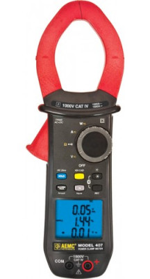 AEMC 407 Recording True RMS Clamp Meter with Harmonics, 1000V AC/DC, 1000A AC/1500A DC
