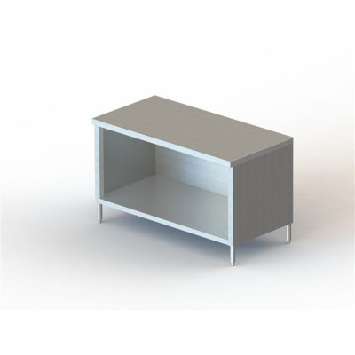 AERO AERO STAINLESS STEEL 3TSO SERIES OPEN FRONT DELUXE WORK TABLE W/FIXED MID SHELF
