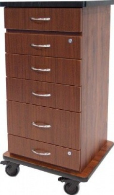 Amico CC-SLD4-01-PCMC Cart- Selene Series, Laminate, Corian Top, 4 Drawers, Mech Punch Lock, Casters