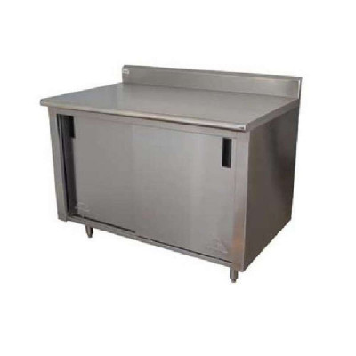 Advance Tabco CK-SS-244 Sliding Doors Enclosed Base Work Table w/ Backsplash | | 48