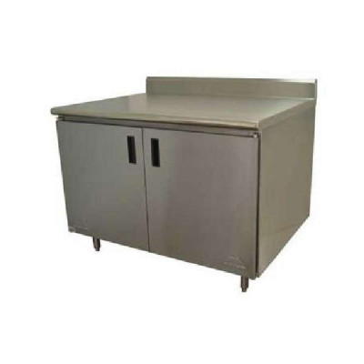 Advance Tabco HK-SS-305 Hinged Doors Enclosed Base Work Table w/ Backsplash | 60