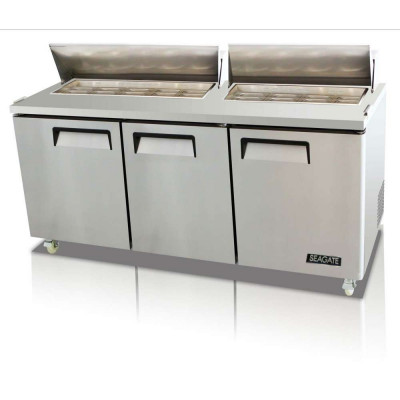 SEAGATE S-SP72-18 3 Door Refrigerated Sandwich Prep Table | (18) 1/6 Pan