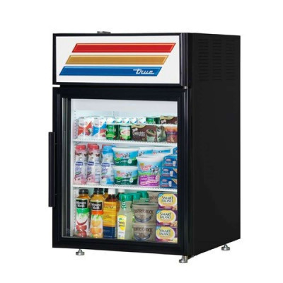 True GDM-05-HC-LD Black 1-Glass Swing Door Countertop Merchandiser Refrigerator