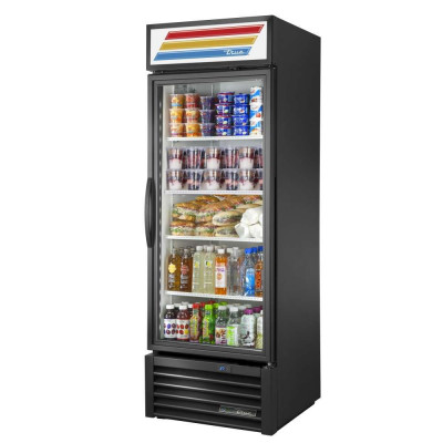 True GDM-23-HST-HC~TSL01 Black 1-Glass Swing Door Refrigerator Merchandiser