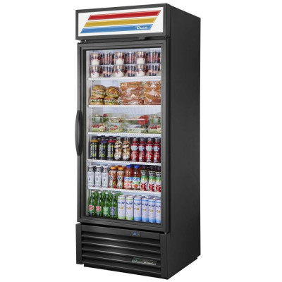 True GDM-26-HST-HC~TSL01 Black 1-Glass Swing Door Refrigerator Merchandiser