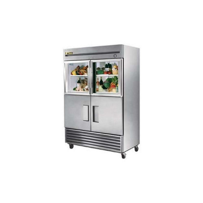 True T-49-2-G-2-HC~FGD01 4-Half Glass/Solid Doors Bottom Mount Reach-In Refrigerator