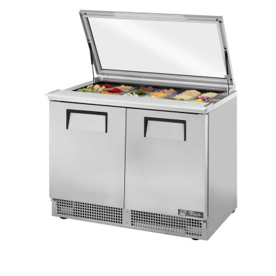 True TFP-48-18M-FGLID 2-Door Refrigerated Food Prep Table w/ Glass Lid