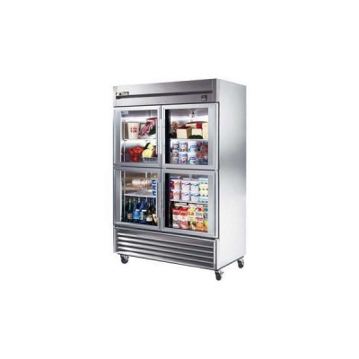 True TS-49G-4-HC~FGD01 4-Half Glass Doors Bottom Mount Reach-In Refrigerator | 49 cu ft
