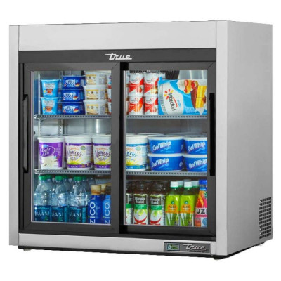 True TSD-09G-HC-LD Glass Slide Door Reach-in Countertop Refrigerator