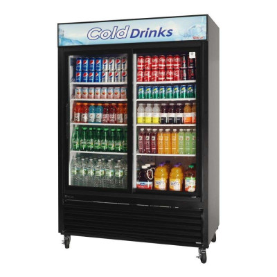Turbo Air TGM-48RB-N Black Sliding Door Refrigerator Merchandiser
