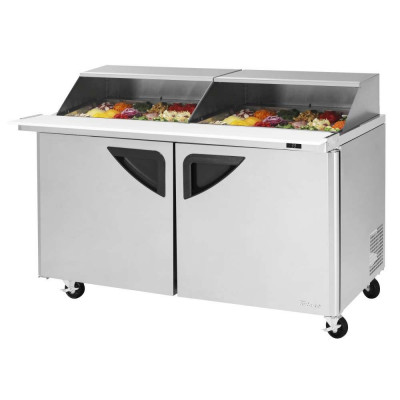 Turbo Air TST-60SD-24-N-SL Slide-Back Lid Refrigerated Counter Mega Top Sandwich / Salad Unit | (24) 1/6 Pans